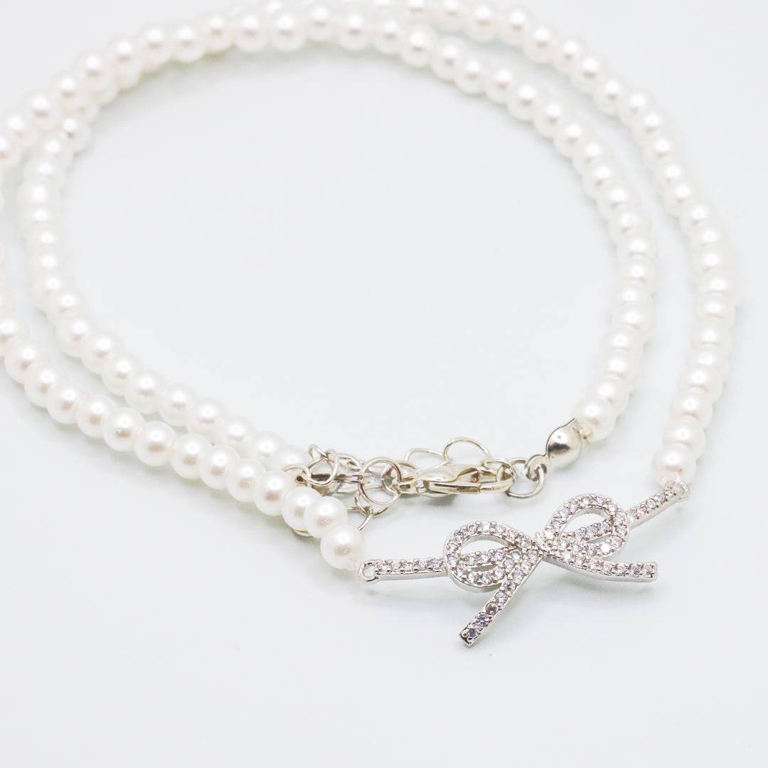 Radiant Pearl Ribbon Necklace