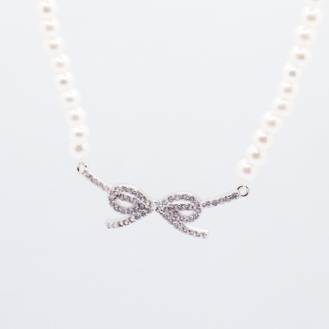 Radiant Pearl Ribbon Necklace