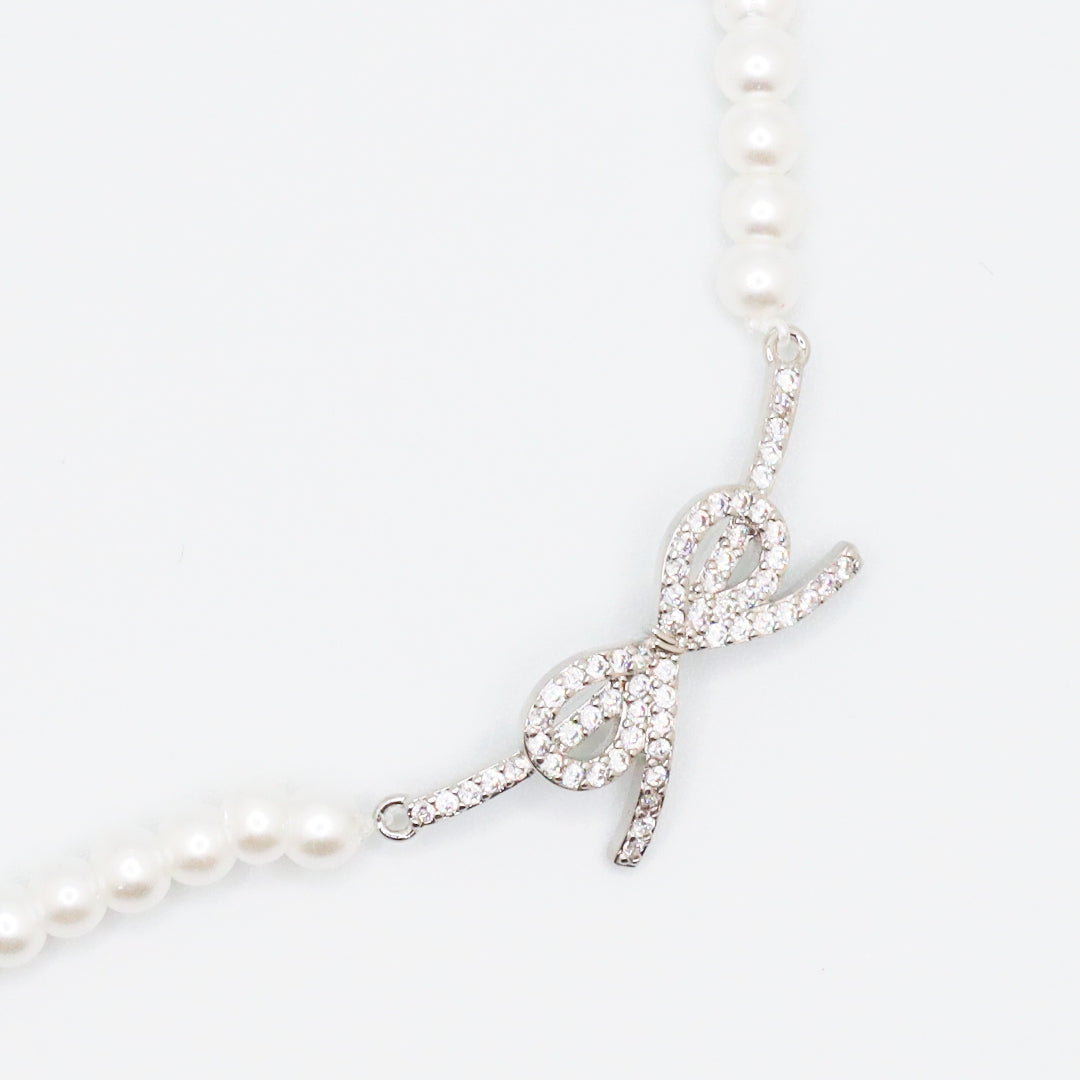 Radiant Pearl Ribbon Necklace