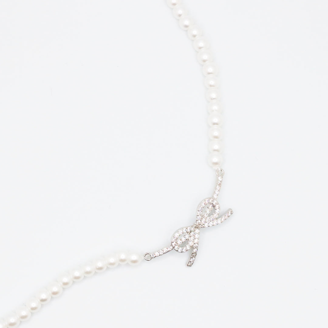 Radiant Pearl Ribbon Necklace