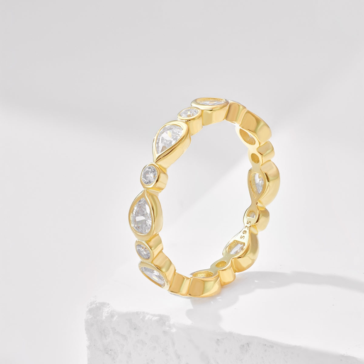 Teardrop Elegance Sterling Ring 18k