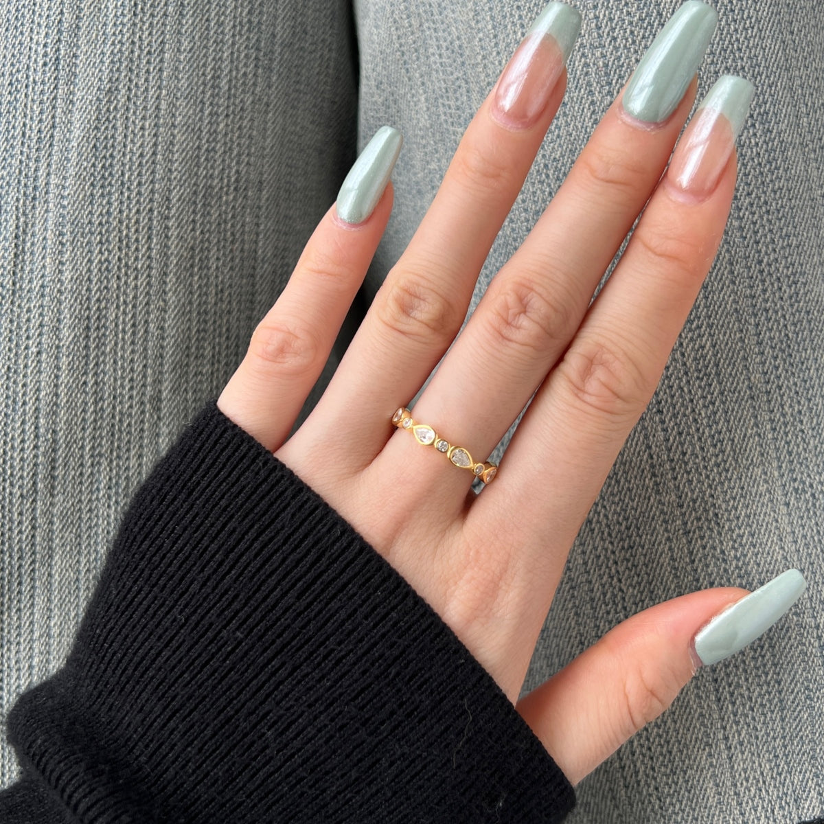 Teardrop Elegance Sterling Ring 18k