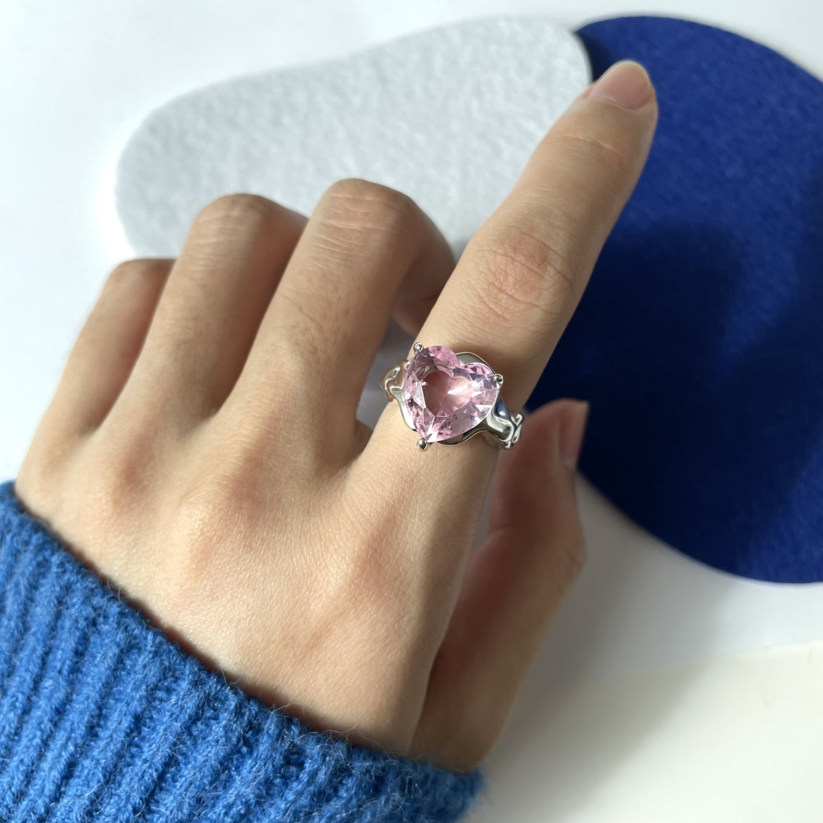 Whimsical Adjustable Heartbeat Ring - Blush S925 Collection