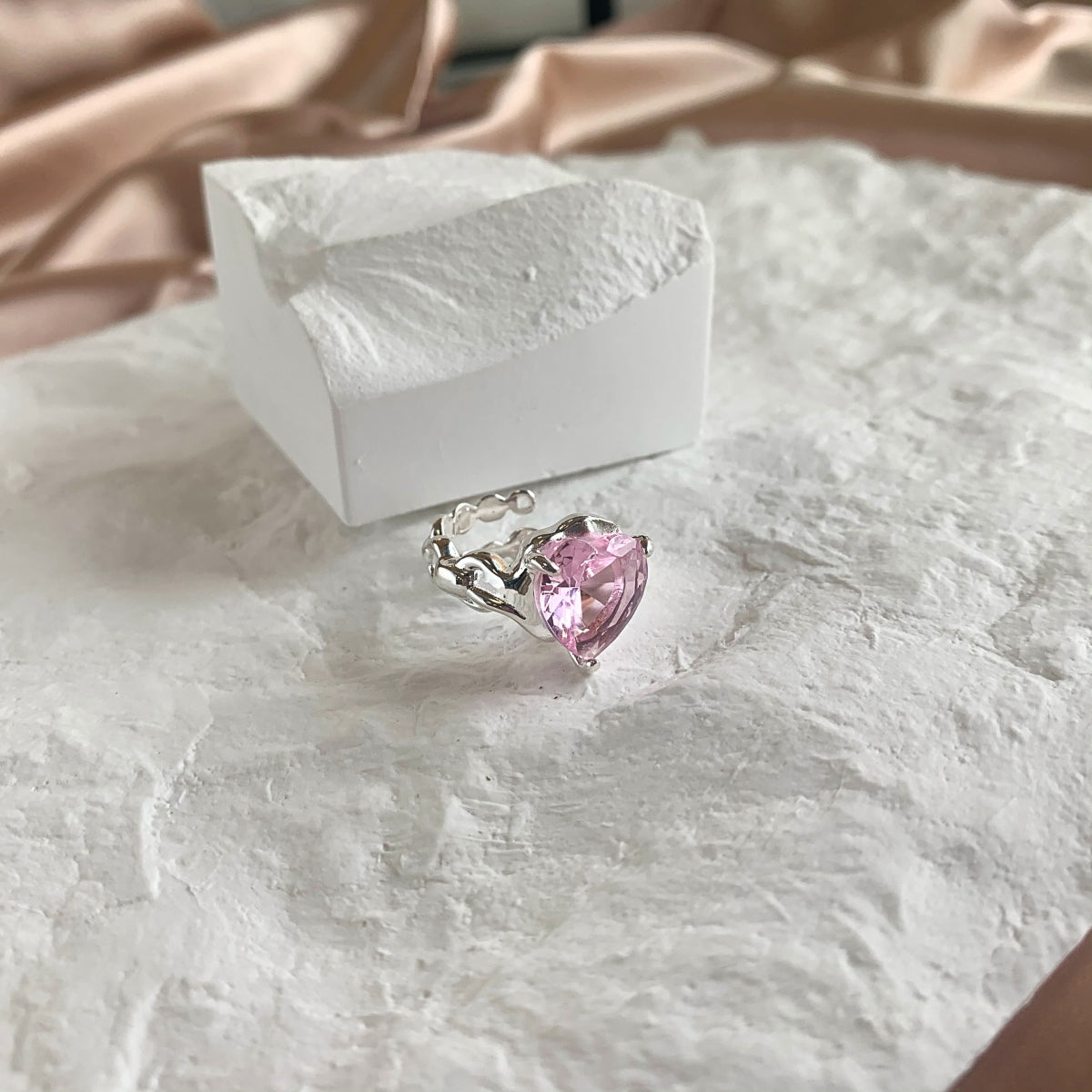 Whimsical Adjustable Heartbeat Ring - Blush S925 Collection