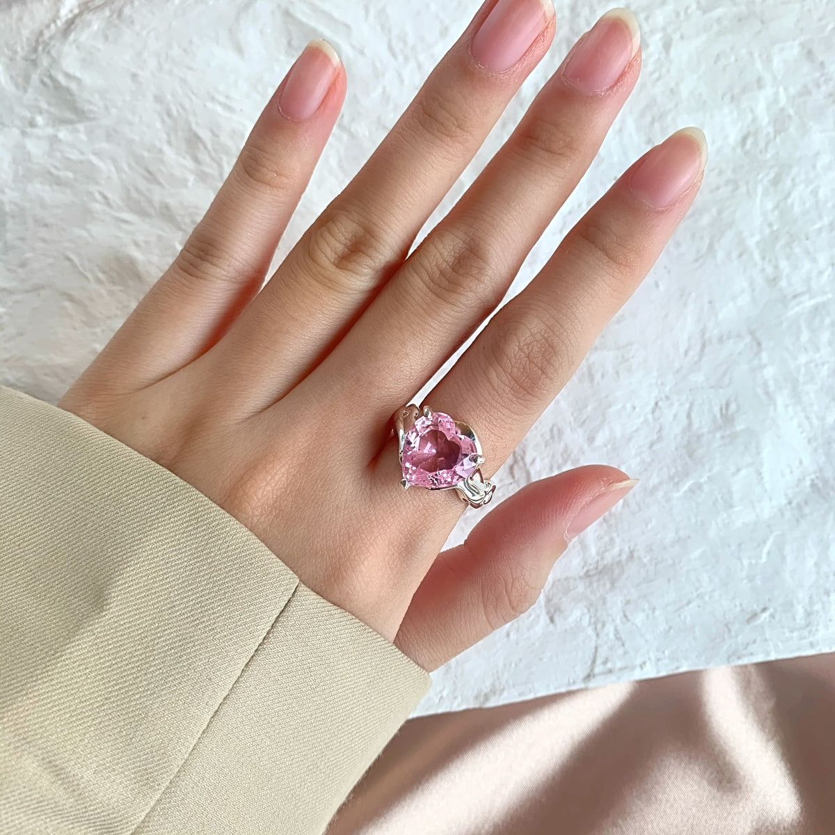 Whimsical Adjustable Heartbeat Ring - Blush S925 Collection